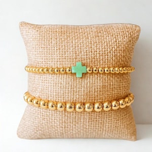 Resin Cross Bracelet Set: Silver or Gold Filled Beaded Charm