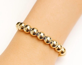 18K Gold Filled Beaded Bracelet: Stackable Minimalist Jewelry