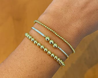 Gold Filled Perlen Armband Set: Stapelbarer Schmuck