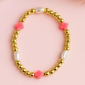 18K Gold Filled Cross & Pearl Beaded Bracelet - Dainty Faith Jewelry