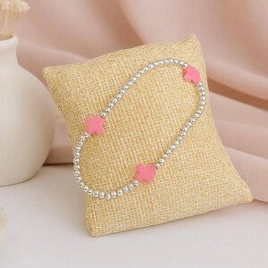 18K Gold or Silver-Filled  Minimalist Cross Beaded Bracelet –  Stackable Stretch Bracelet – Multiple Cross Colors Available