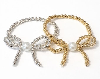 Handgefertigtes 18K Gold Filled Perlenarmband: Benutzerdefinierte Schleifenschmuck