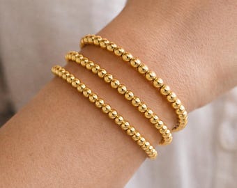 18K Gold Filled Armband Set: Stapelbarer Perlenschmuck