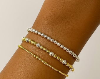 Mixed Metall Perlen Stretch Armband Set: 18K Gold gefüllt, stapelbar