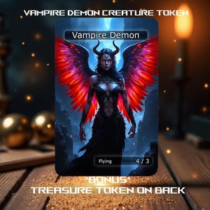 Vampire Demon Creature Token (MTG) ** Bonus Treasure Token on Back**