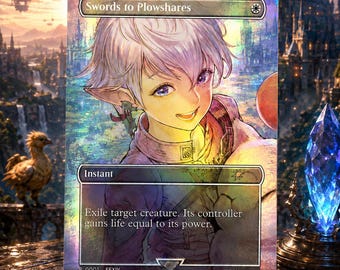 Swords to Plowshares (Borderless Foil) - MagicFest Cards (MTG Proxy)
