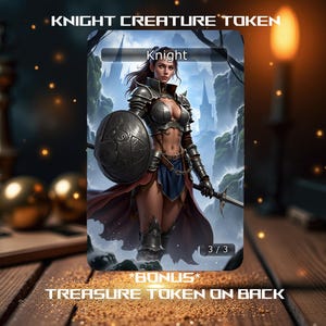 Ficha de Criatura de Cavaleiro (MTG) ** Ficha de Tesouro Bônus no Verso **