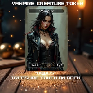 Vampire Creature Token  (MTG) ** Bonus Treasure Token on Back**