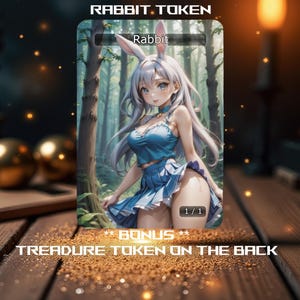 Kaninchen Kreatur Token (MTG) Anime WAIFU **Bonus Schatz Token auf Rückseite**