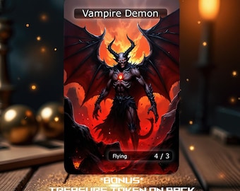 Vampire Demon Creature Token (MTG) ** Bonus Treasure Token on Back**