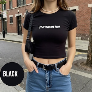 Custom Y2K Baby Tee with Text,Trendy 90s Vintage Style Shirt,Personalized Fitted Crop Top, Custom Y2K Outfit for Women,Bachelorette or Event