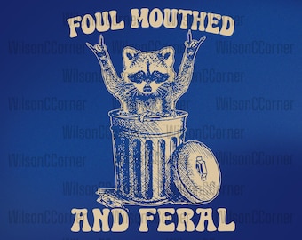 Raton laveur sauvage à la bouche immonde rétro Meme Png, sublimation d'humour animal sarcastique, graphique viral de raton laveur, téléchargement numérique