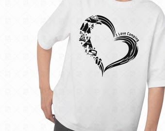 I Love Camping PNG – Heart-Shaped Camping Clipart for Sublimation & Print