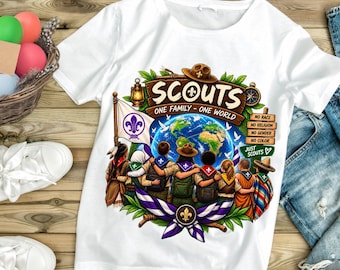 Scouts PNG, Family One World Design, World Scouting T-Shirt Sublimation (Digital Download)