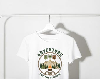 Vintage Scout Adventure T-Shirt Design – Camping & Hiking Graphic (PNG)