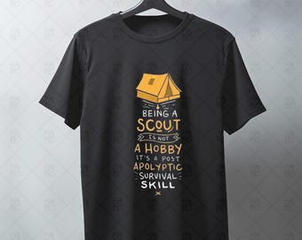 Funny Scout Quote T-Shirt Design - Survival Skill Camping Tent Printable