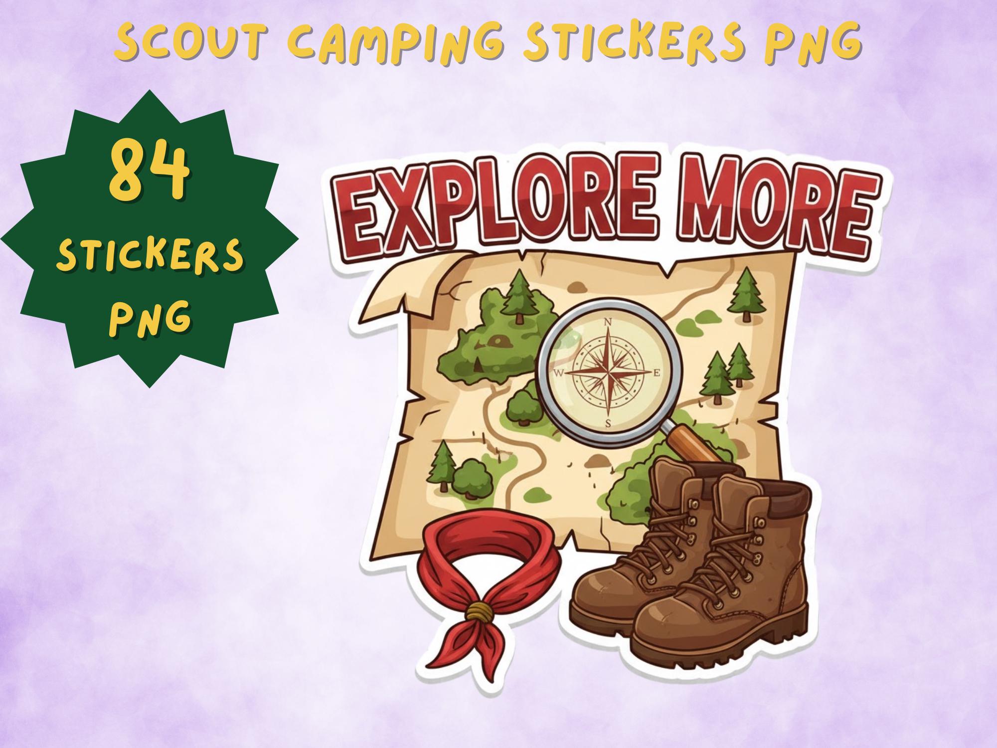 Scouting Camping Sticker Bundle, Outdoor Adventure PNG (digital ...