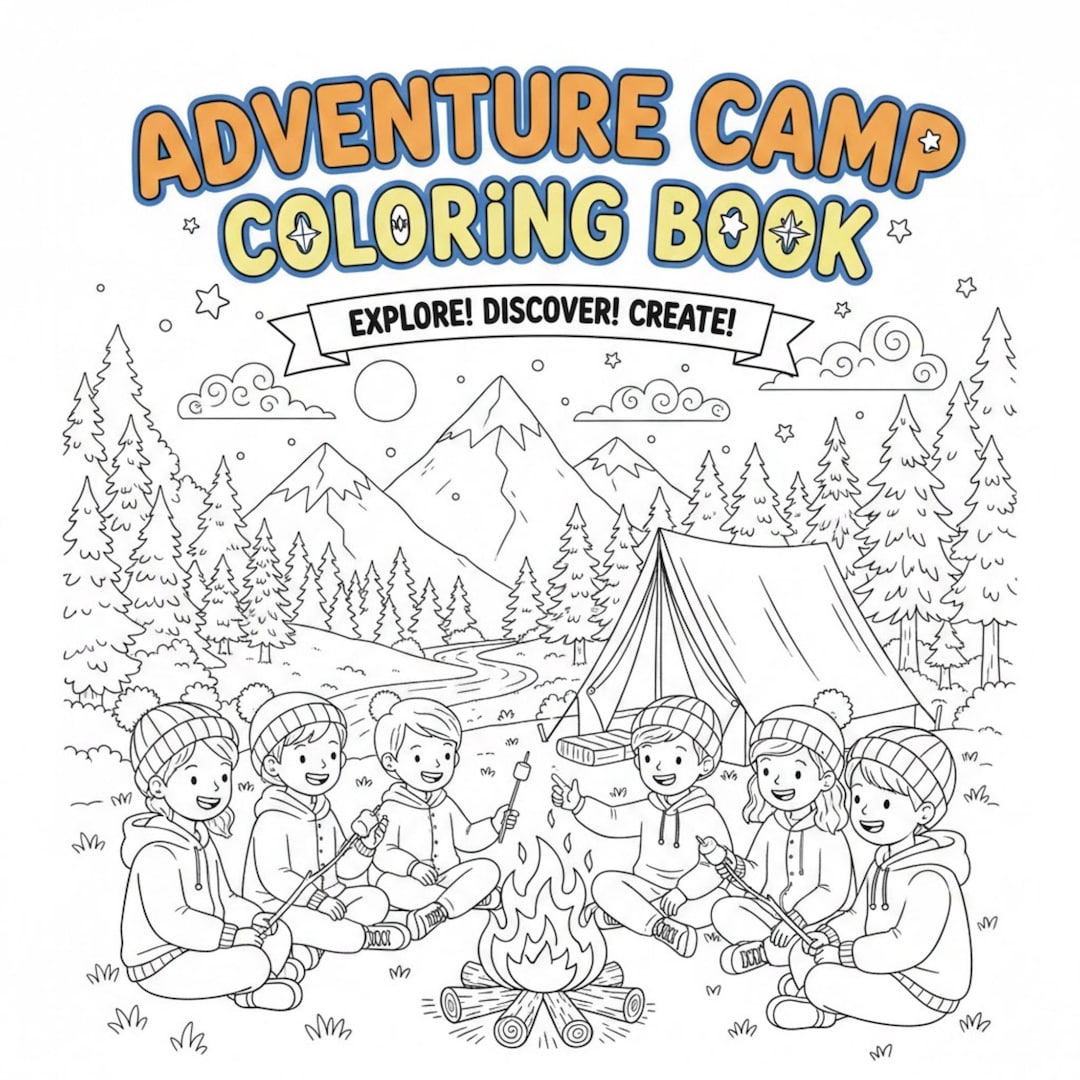 Adventure Camp Coloring Book PDF – Fun Kids Activity Pages - Etsy
