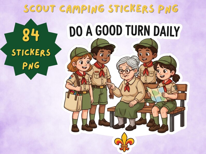 Scouting Camping Sticker Bundle, Outdoor Adventure PNG (digital ...