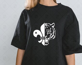 Tiger & Scout Fleur-de-Lis Logo – Bold Black and White Digital Design