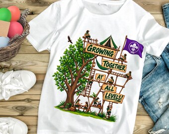 Scouting Treehouse PNG, Growing Together Design, Scout Leader Camping Shirt (Digital Download)