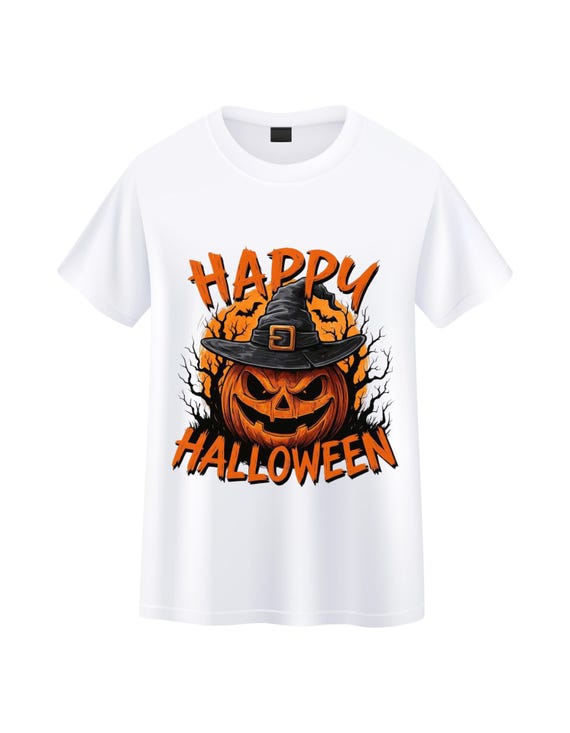 Happy Halloween Pumpkin Design | Witch Hat & Spooky Night Art