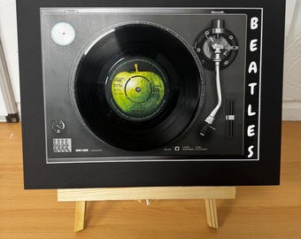 書道アート LET IT BE 額装済み 知恵の言葉：手描きのビートルズ「レット・イット・ビー」のビンテージ