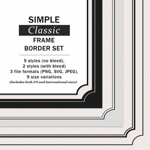 Imágenes prediseñadas de borde de marco clásico simple/Gráficos de conjunto de bordes atemporales/Color editable/Png, SVG, JPEG/Bordes de boda elegantes/Uso comercial