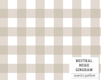 Patrón de cuadros vichy beige neutro sin costuras / Diseño de cuadros repetidos estilo granja / Uso comercial