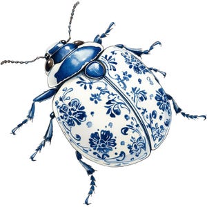Chinoiserie Ladybug (#5): één clipartafbeelding met transparante achtergrond, 4096 px, 300 dpi, commercieel gebruik