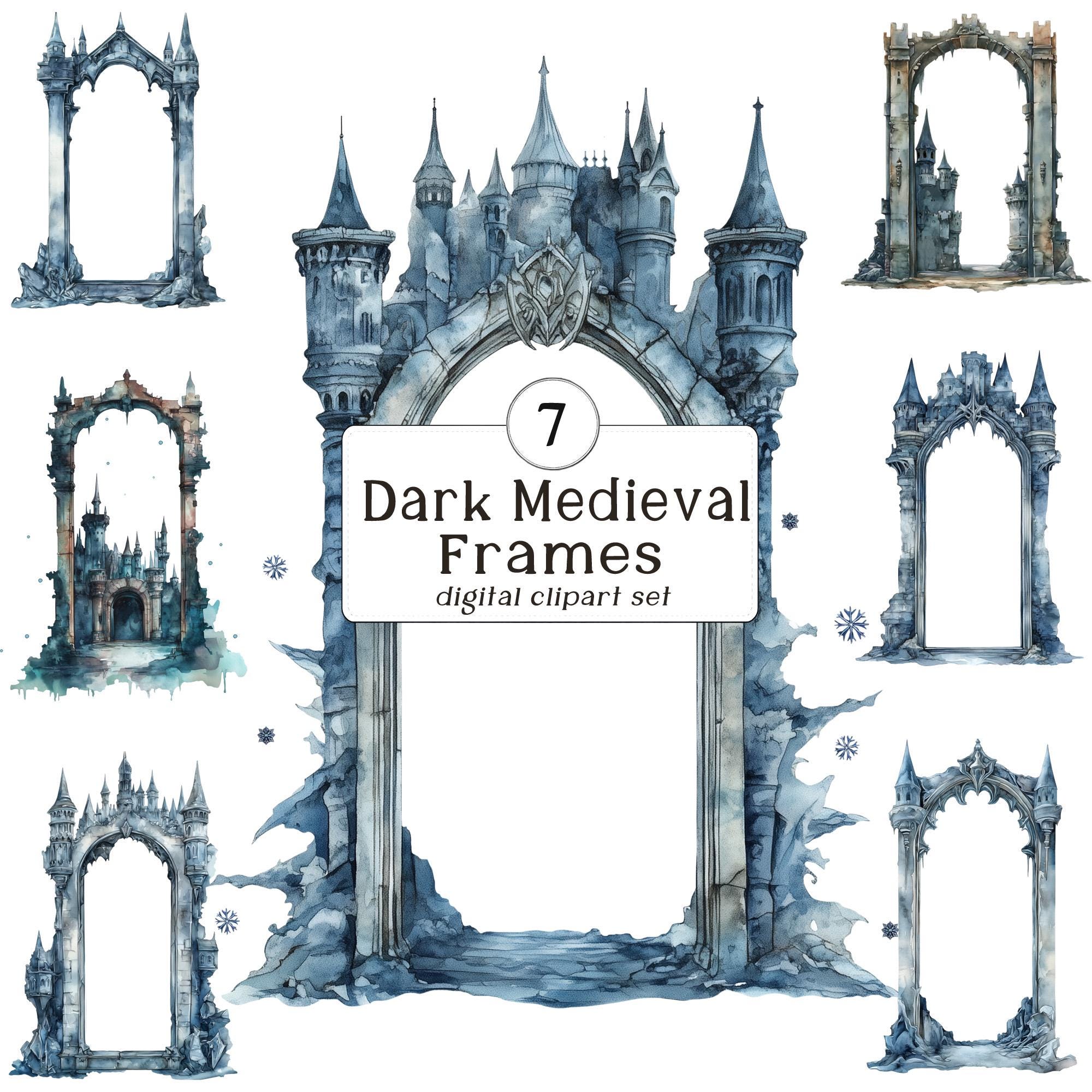 Medieval Frame Simple Dark Medieval Frame Clipart, Renaissance Design, Castle Frame ...