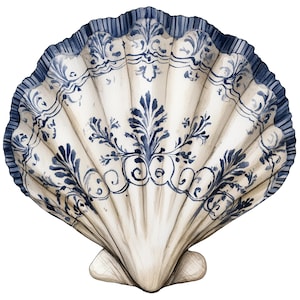 Concha de vieira chinoiserie: una sola imagen prediseñada con fondo transparente, uso comercial