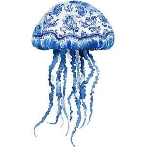Chinoiserie Jellyfish: één clipartafbeelding met transparante achtergrond, commercieel gebruik, png