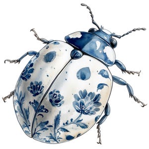 Chinoiserie Ladybug (#2): één clipartafbeelding met hoge resolutie en transparante achtergrond, 4096 px, 300 dpi, commercieel gebruik