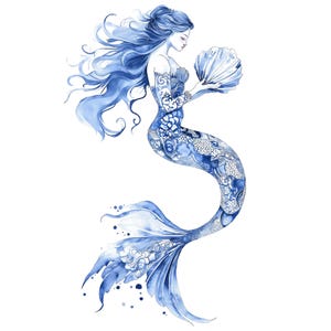 Chinoiserie Sirène : une seule image clipart avec un arrière-plan transparent