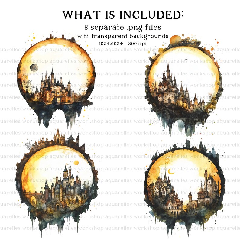 Medieval Castles in Round Frames Clipart -- Renaissance Design, Castle ...