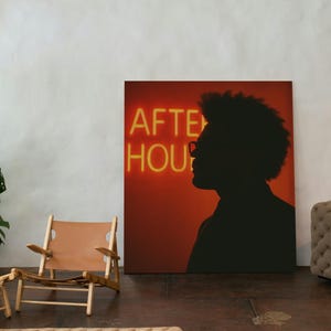 Moody Neon Silhouette Poster – The Weeknd After Hours Style Wall Art – Dark Aesthetic Digital Download – Red Glow Printable