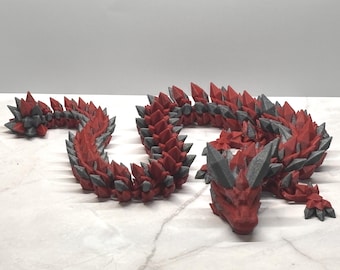 Washington Cougars 3D Printed Dragon – 27&quot; Long | Vibrant, Articulated Dragon!