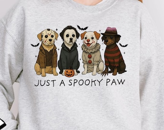 Halloween Dogs Sweatshirt, Ghost Dog Sweater, Pumpkins Sweatshirt, Horror Characters Sweatshirt