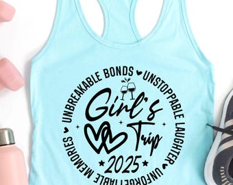 Girls Trip Tank Top, Girls Trip 2025 Racerback Tank Tops, Girls Trip Cheaper Than Therapy, Girls Trip Tanks, Besties Tee, Girls Vacation Tee