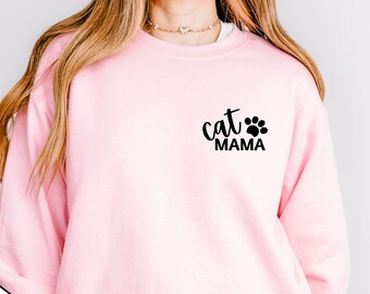 Cat Mama Sweatshirt, Cat Mom Sweater, Cute Cat Mommy Outfit, Cat Owner Clothing, Happy Mother's Day Gifts