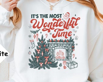 Christmas Time Sweatshirt, It's The Most Wonderful Time Shirt, Christmas Sweater, Vintage Christmas Sweatshirt, Retro Christmas Gift