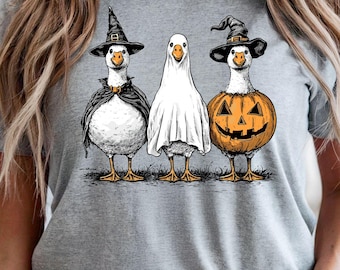 Boo Ghost Goose Shirt, Halloween Goose Tee, Halloween Shirt, Skeleton Goose T-shirt, Halloween Pumpkin Goose Shirt