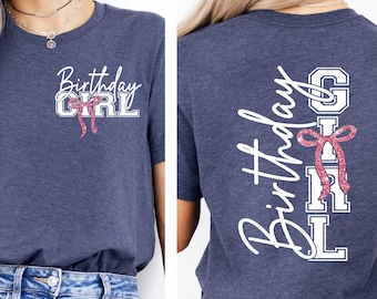 Birthday Girl Shirt, Preppy Coquette Bow Tee, Birthday Shirt Gift