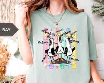 Teacher Name Custom Shirt, Funny Seagull Teacher Gift, Personalized Teacher Team Squad T-Shirt, Comfort Colors®