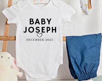 Personalized Baby Onesie, Baby Announcement, Expecting Due Date, Personalized Bodysuit, Custom Name Baby Onesie
