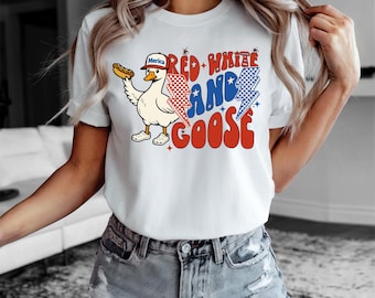 4th of July Shirt, Red White And Goose Shirt, Patriotic Goose Tee, Independence Day Shirt, Funny USA Shirt, Goose Shirt, Retro 4th July Tee