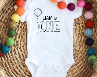 Custom 1st Birthday Onesie, Personalized Baby Onesie, First Birthday Onesie, Cute Baby Birthday One Personalized Onesie
