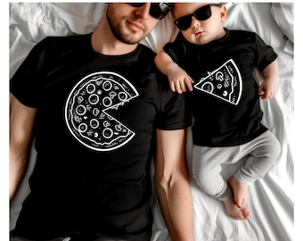 Daddy and Me Funny Shirts, Dad Baby Matching Shirts, Pizza and Pizza Slice Tshirt, Fathers Day Dada Mini Outfit, Dad Son Shirt, Dad Girl Tee