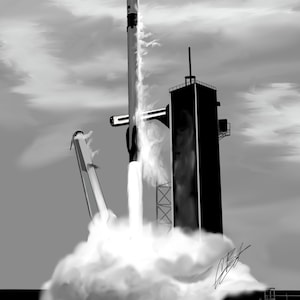 Rocket launching from launch pad in Florida
